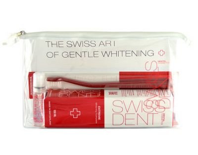 Swissdent Extreme Promo Kit dárková sada U - 100ml Extreme Whitening Toothpaste + 9ml Extreme Mouth Spray + Soft Toothbrush + Cosmetic Bag Kompletní sada zubní hygieny