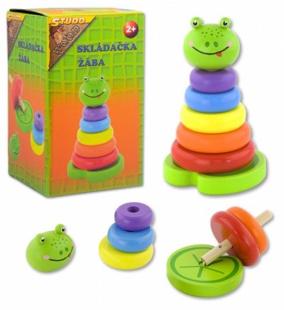 BABU - Skládačka barevné kroužky - žába