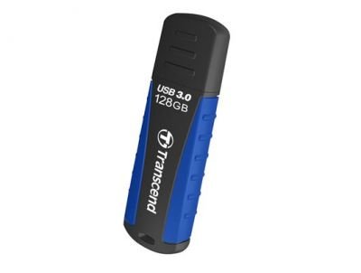 Transcend 128GB JetFlash 810 USB 3.0 flash disk, černo/modrý, odolá nárazu, tlaku, prachu i vodě