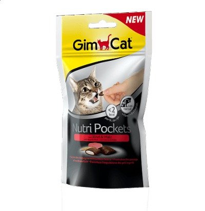 GIMCAT Nutri Pockets hovězí a malt-soft pasta 70g