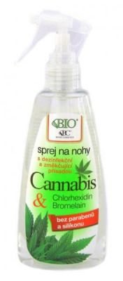 BC Bione Cosmetics Bio Cannabis sprej na nohy s dezinfekční a změkčující přísadou 260 ml