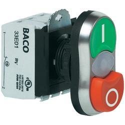 Tlačítkový spínač BACO BAL61QK21H, 22,3 mm, 600 V, 10 A, šroubovací, zelená/červená