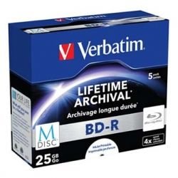 Verbatim M-DISC BD-R, Single layer/Injekt printable, 25GB, Jewel Case, 43823, 4x, 5-pack, pro archivaci dat