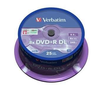 DVD+R Double layer Verbatim  8x spindl po 25ks 8,5GB