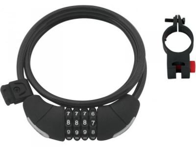 Zámek FORCE spirála na kód s držákem 120cm/8mm - černý 49115