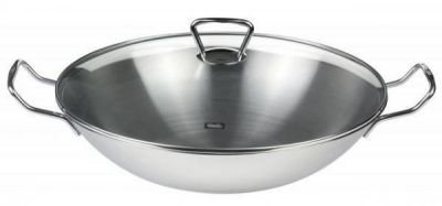 Pánev WOK nerezová se skleněnou poklicí – O 36 cm – Kunming Fissler