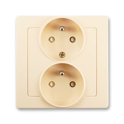 ABB 5512J-C02259 C1 Swing®L Zásuvka dvojnásobná polozapuštěná s ochrannými kolíky, krémová