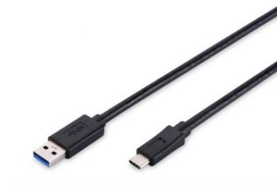 Digitus USB 3.1 Type-C připojovací kabel, typ C na A, M / M, 1,0 m, Super Speed, UL, bl