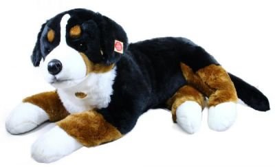 plyšový pes salašnický, ležící, 89 cm