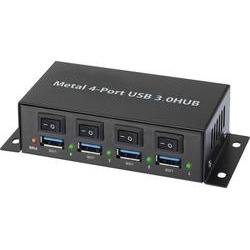 USB hub s vypínači a nástěnnou montáží Renkforce, 4x USB 3.0