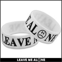 Leave Me Alone Designer Rubber Saying Bracelet (White)
