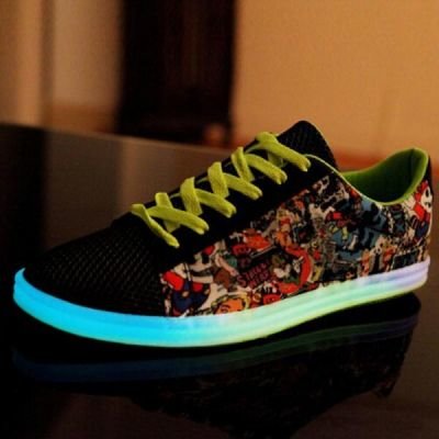 The summer male Korean men's casual shoes, canvas shoes, sports shoes shoes luminous fluorescent fabric air permeability