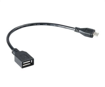 Kabel AKASA Micro USB – USB A OTG 15 cm Kabel MicroUSB M – USB A F, OTG, 15cm, černý AK-CBUB25-15BK