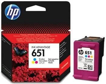 HP 651Tri-colour Original Ink Advantage Cartridge, C2P11AE