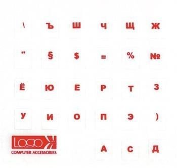 Přelepky LOGO na klávesnice, červené, azbuka, cena za 1 ks