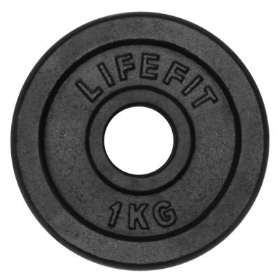 Kotouč Lifefit kovový 1,0kg pro 30mm tyč - černá
