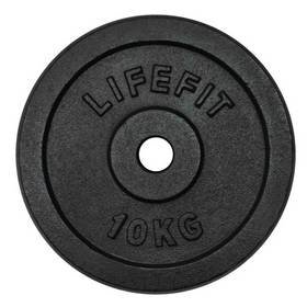 Kotouč Lifefit kovový 10kg pro 30mm tyč - černá