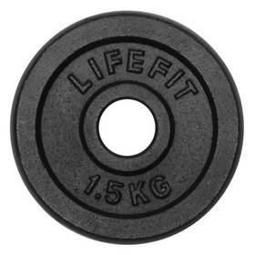 Kotouč Lifefit kovový 1,5kg pro 30mm tyč - černá