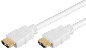 PremiumCord HDMI High Speed + Ethernet kabel, bílý, zlacené konektory, 1m