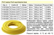 PVC hadice Profi neprůhledná žlutá průměr  3/4