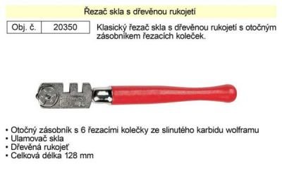 Řezač skla s dřevěnou rukojetí