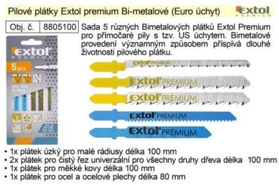 Pilové plátky Extol premium Bi-metalové 5 různých (Euro úchyt)