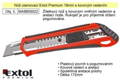 Nůž ulamovací EXTOL Premium 8855022 - s kovovým vedením, 18 mm