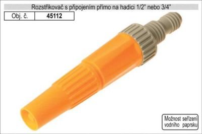 Rozstřikovač pro zahradní hadici s přímým připojením na hadici průměr 1/2