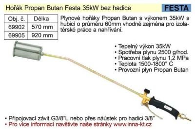 Hořák Propan Butan Festa 35kW 920mm bez hadice
