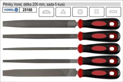 Pilníky VOREL délka 200mm sada 5 kusů