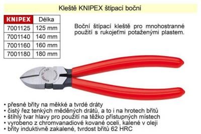 Kleště KNIPEX  štípací  boční 160mm