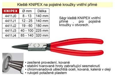 Kleště KNIPEX na pojistné kroužky vnitřní přímé  8 - 13 mm