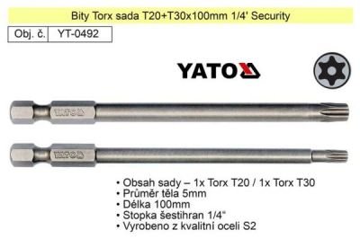 Bity Torx sada T20+T30x100mm 1/4' Security Yato