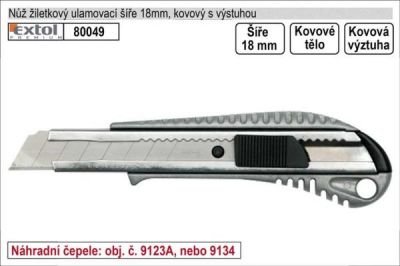 Nůž ulamovací EXTOL PREMIUM kovový 18mm s výstuhou