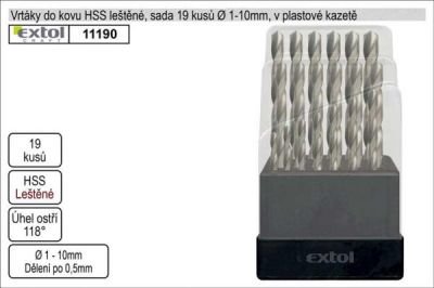 Vrtáky do kovu leštěné 1-10mm sada HSS