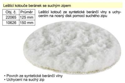Leštící kotouč beránek 125mm se suchým zipem