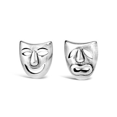 Stříbrné náušnice divadelní masky - PRM11187