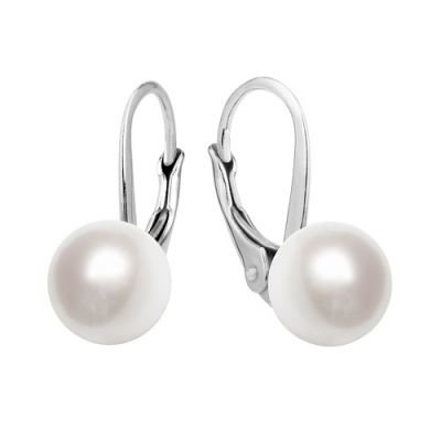 SILVEGO stříbrné náušnice s bílou perlou Swarovski Elements - VSW018E