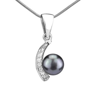 GIO CARATTI stříbrný přívěsek s přírodní černou perlou v barvě Tahiti - FNJP0608-BP