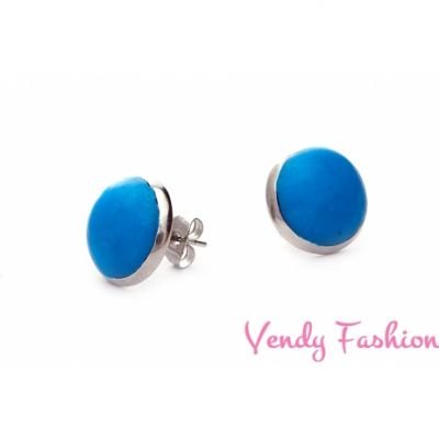 Ocelové náušnice Fimo tyrkysové DŘ