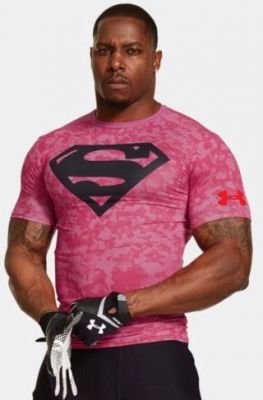 Pánské kompresní tričko HeatGear Under Armour Superman - barva růžová - vel. L