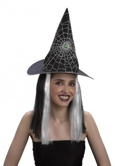 Karnevalový doplněk čarodějnický klobouk s vlasy