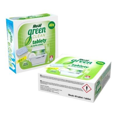 Real Green Clean bezfosfátové tablety do myčky All in 1 40ks