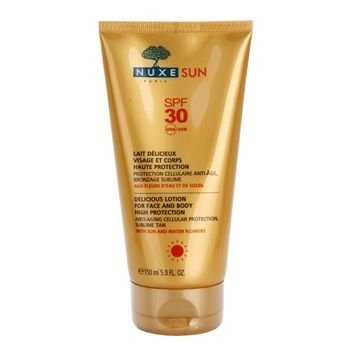Nuxe Sun opalovací mléko na obličej a tělo SPF 30 (Anti - Aging Cellular Protection, Sublime Tan with Sun and Water Flowers) 150 ml