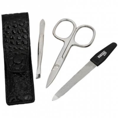 DuKaS Černá cestovní manikúra Solingen z umělé kůže PL808