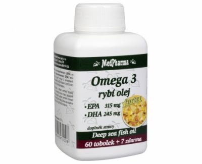 MedPharma Omega 3 Rybí olej Forte - EPA + DHA 60 tob. + 7 tob. ZDARMA