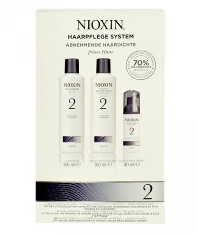 Nioxin System 2 Cleanser Shampoo dárková sada W - 150ml System 2 Cleanser Shampoo + 150ml System 2 Scalp Revitaliser Conditioner + 40ml System 2 Scalp Treatment Pro jemné a chemicky neošetřené vlasy