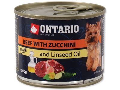 Konzerva ONTARIO mini beef, zucchini, dandelion and linseed oil 200g