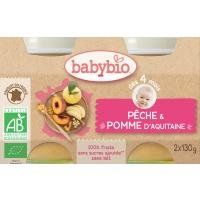 BABYBIO příkrm broskev a jablko 2x130 g