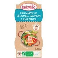 BABYBIO menu jarní zelenina s lososem a makarony 2x200 g